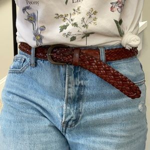 Cognac braided leather belt